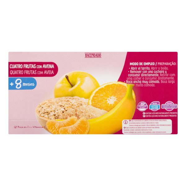 Papilla cuatro frutas con avena +8 meses Hacendado - 003