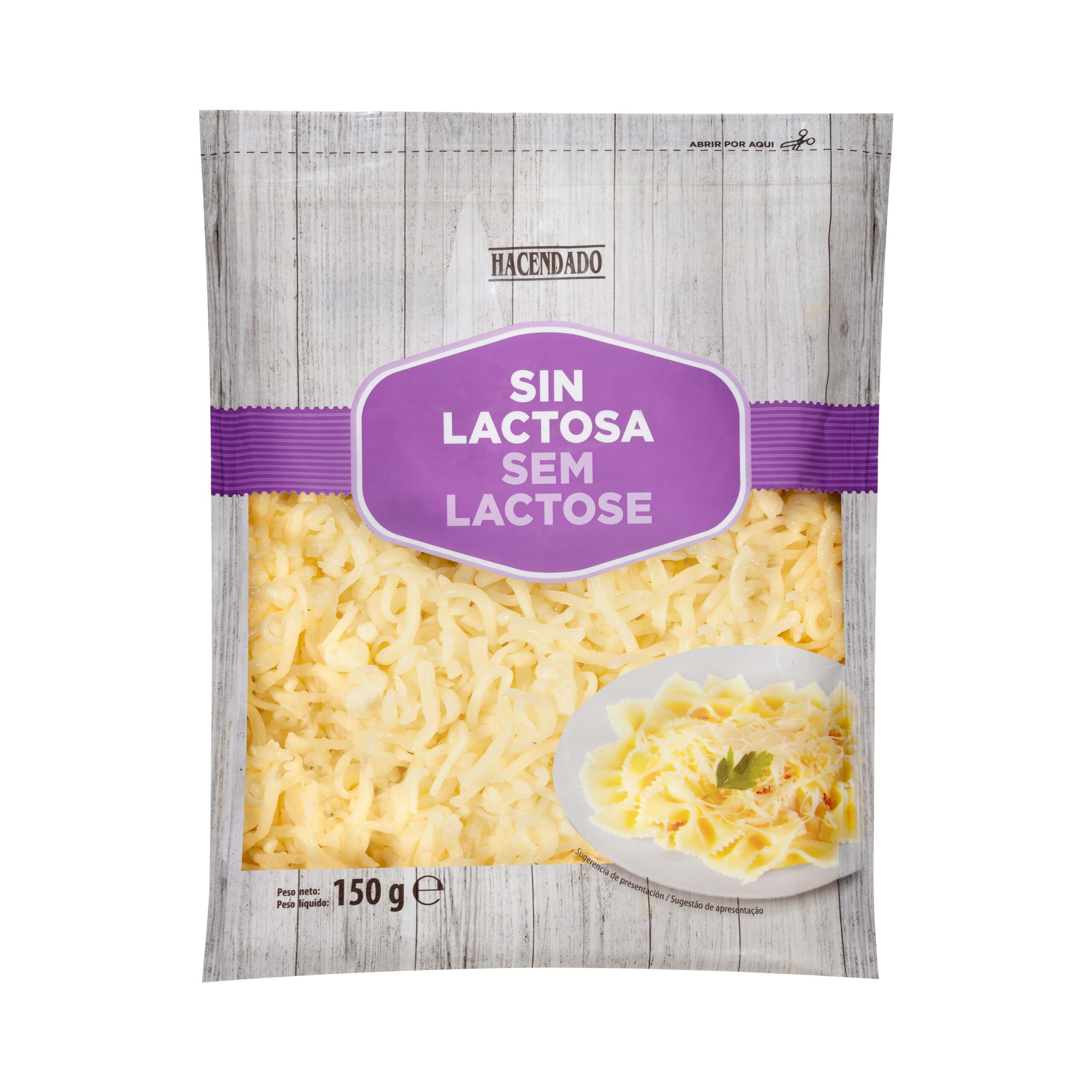 Queso rallado sin lactosa de vaca