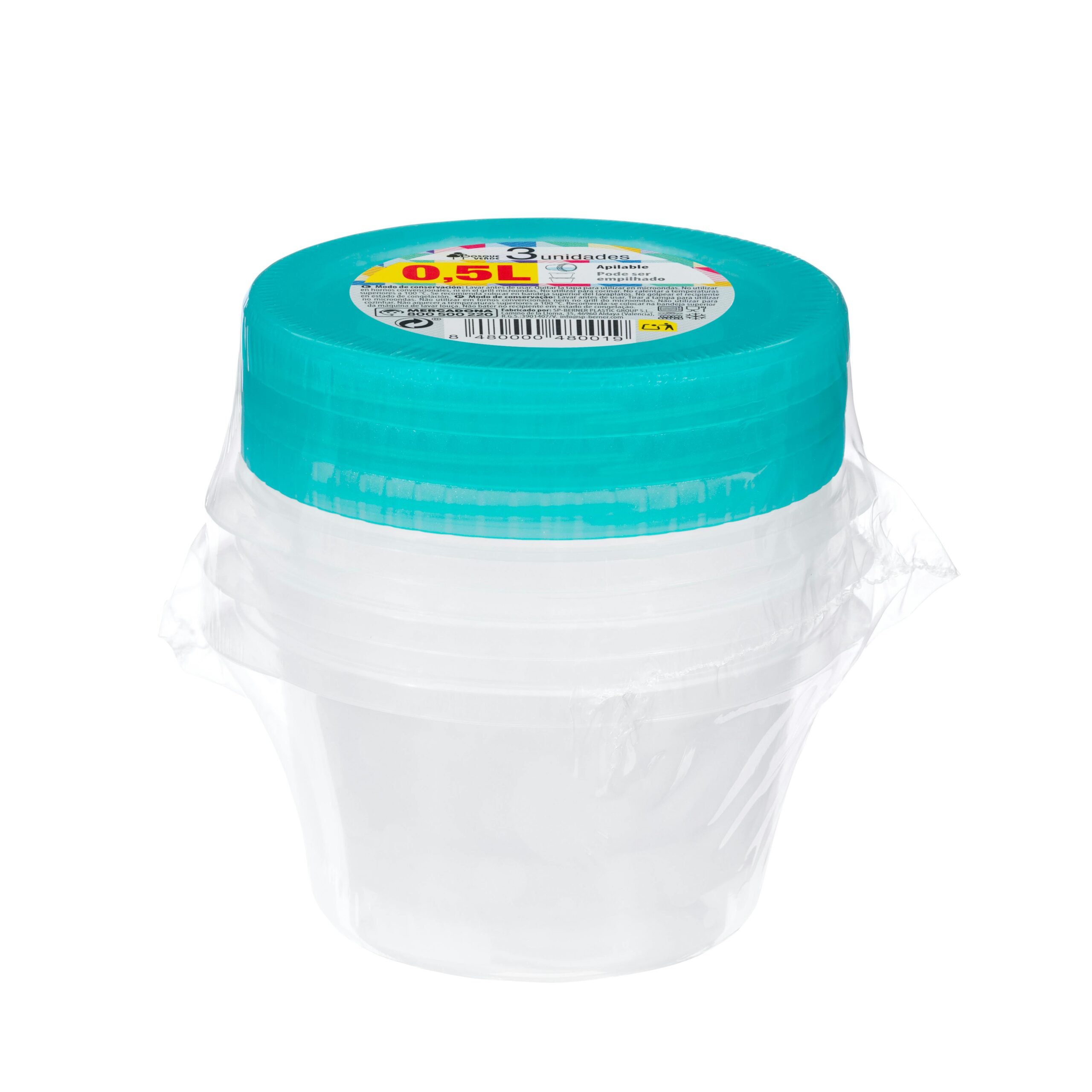 Recipiente de plástico redondo 0,5L Bosque Verde