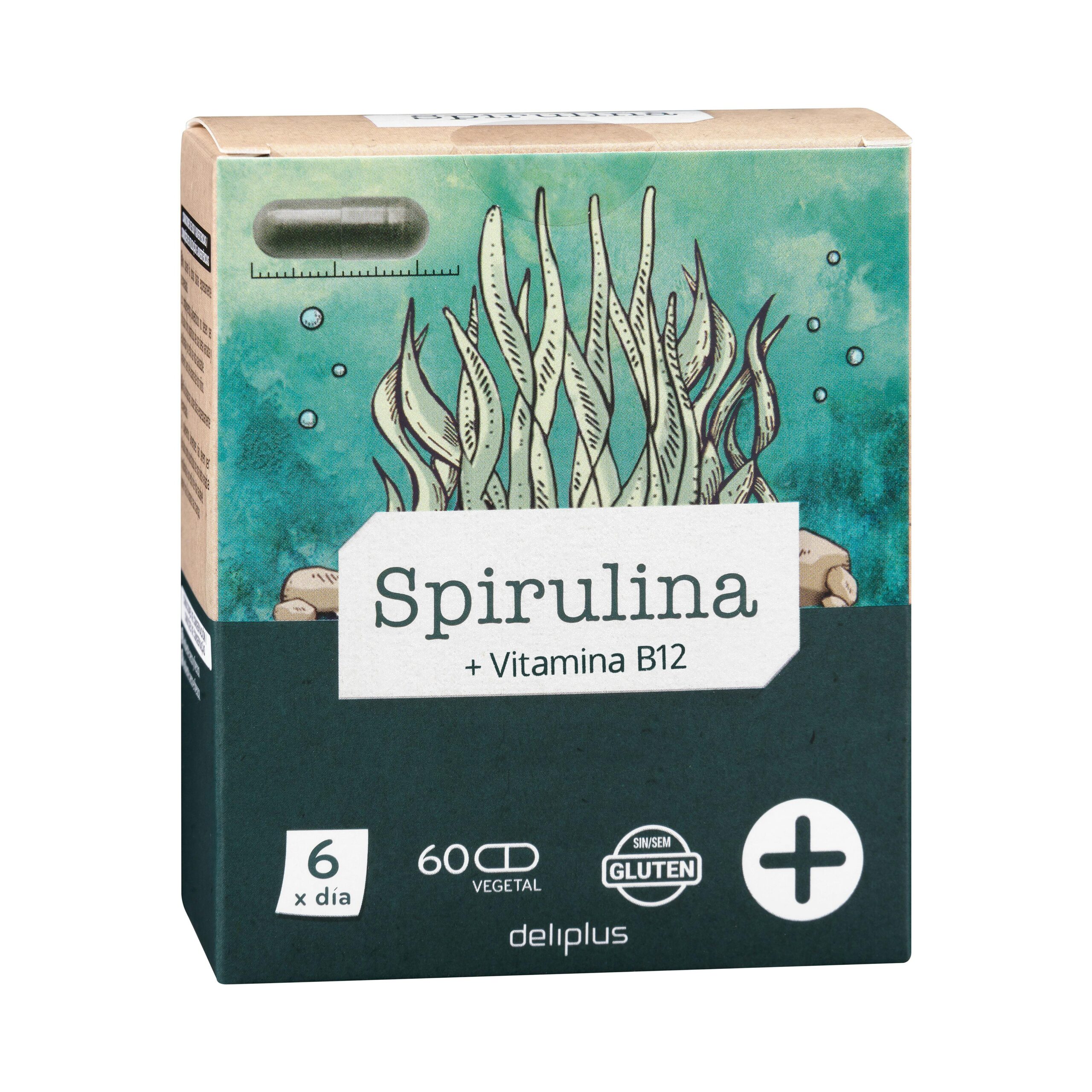 Cápsulas Spirulina + vitamina B12 Deliplus