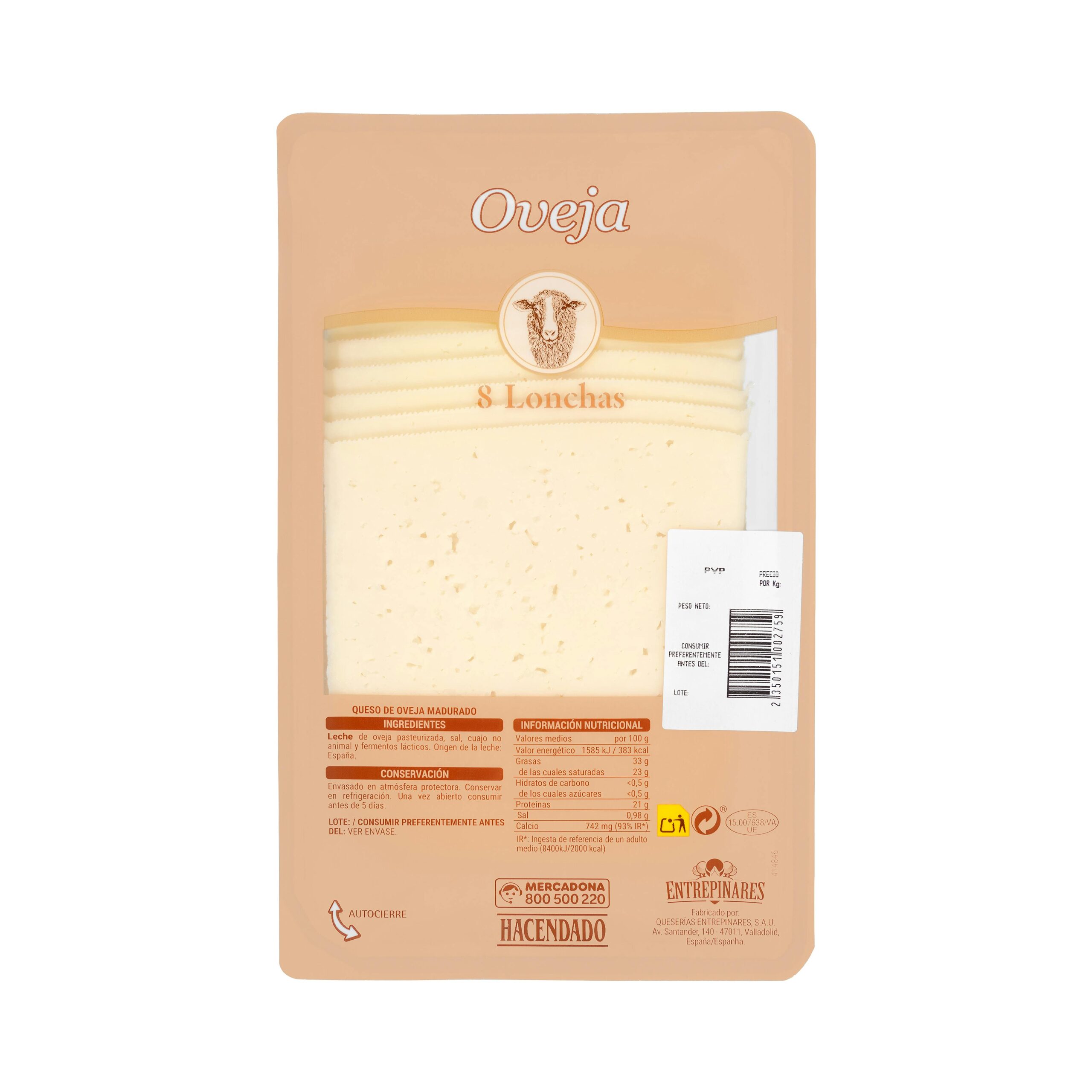 Queso lonchas de oveja Entrepinares