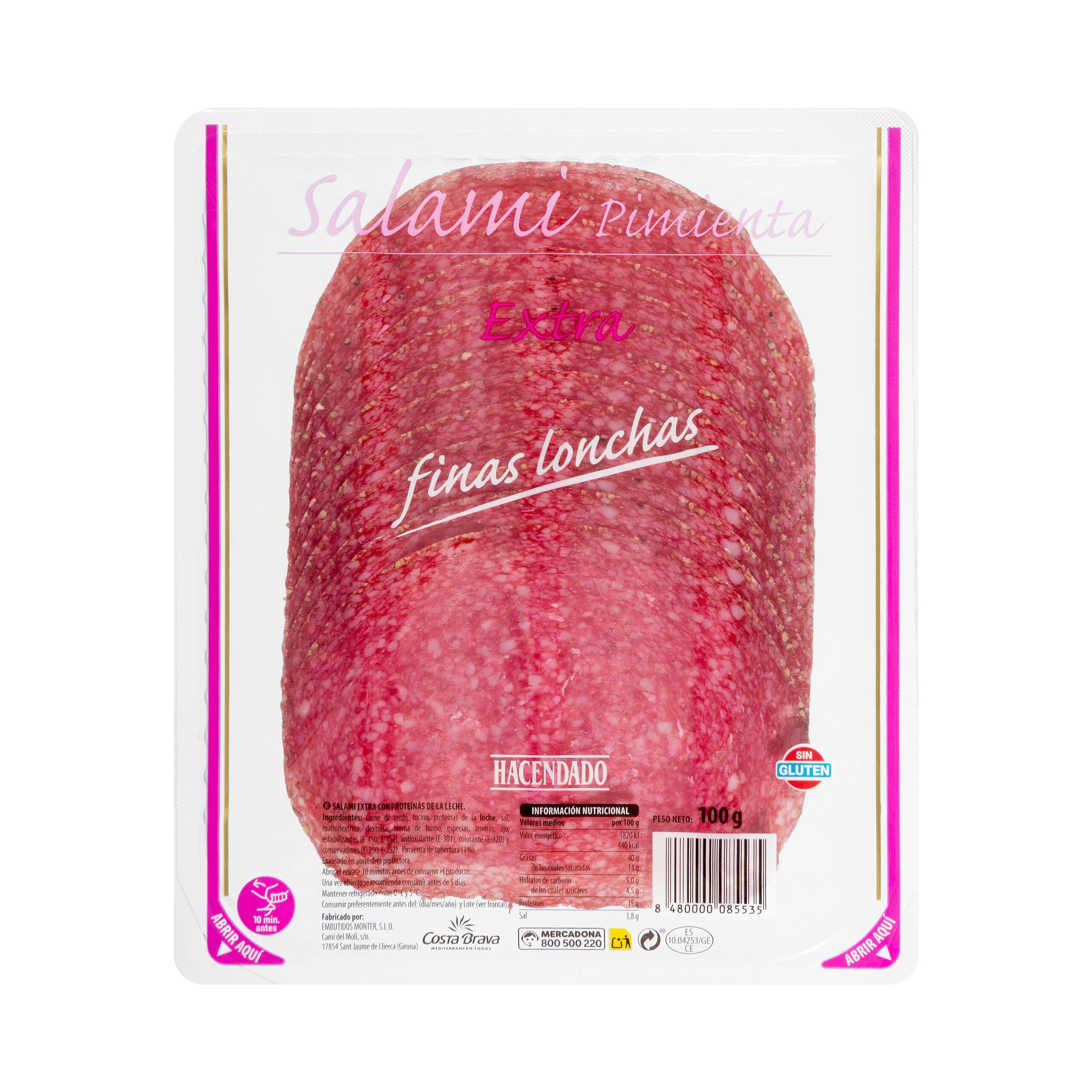 Salami extra pimienta finas lonchas