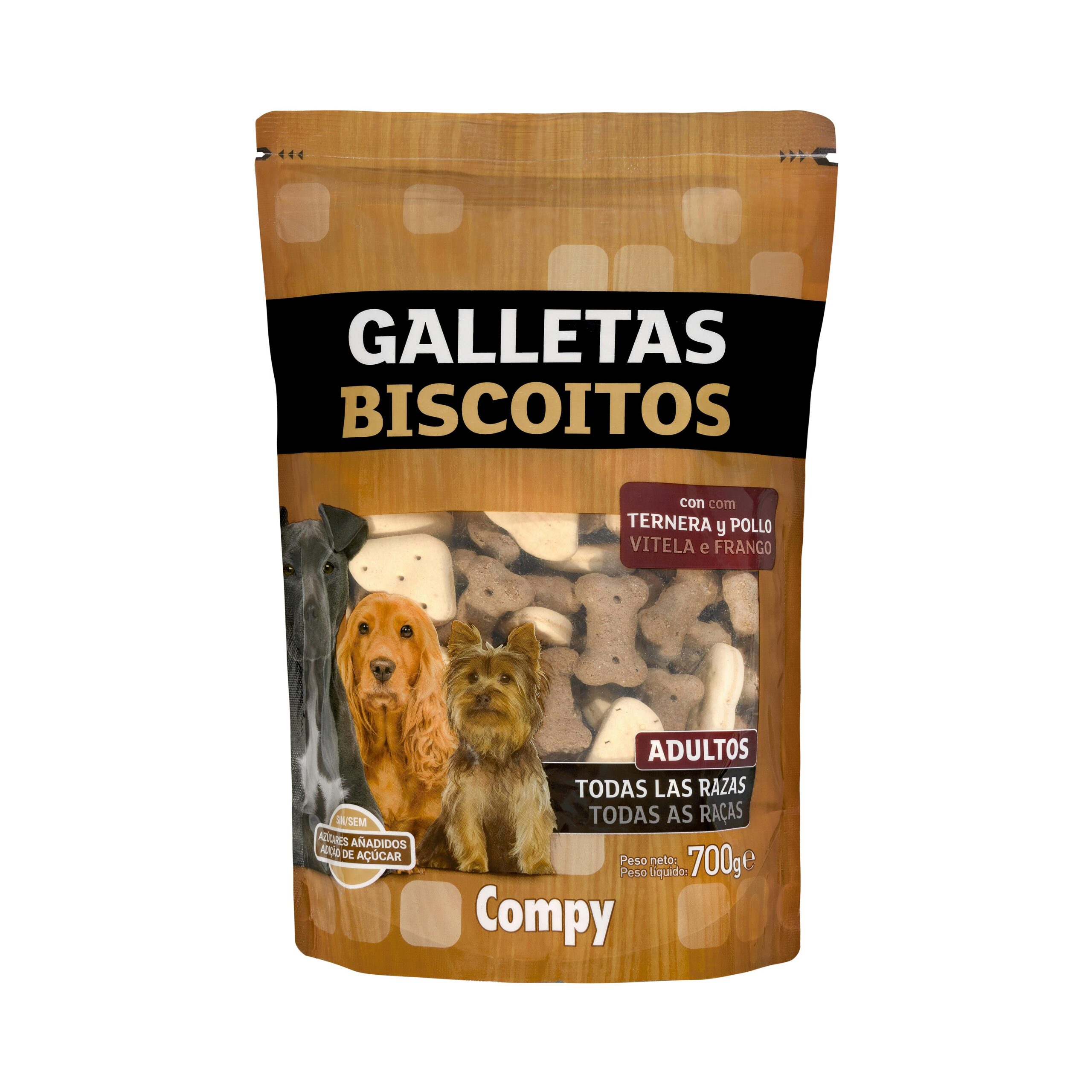 Snack galletas perro adulto con pollo y ternera Compy razas medianas y grandes