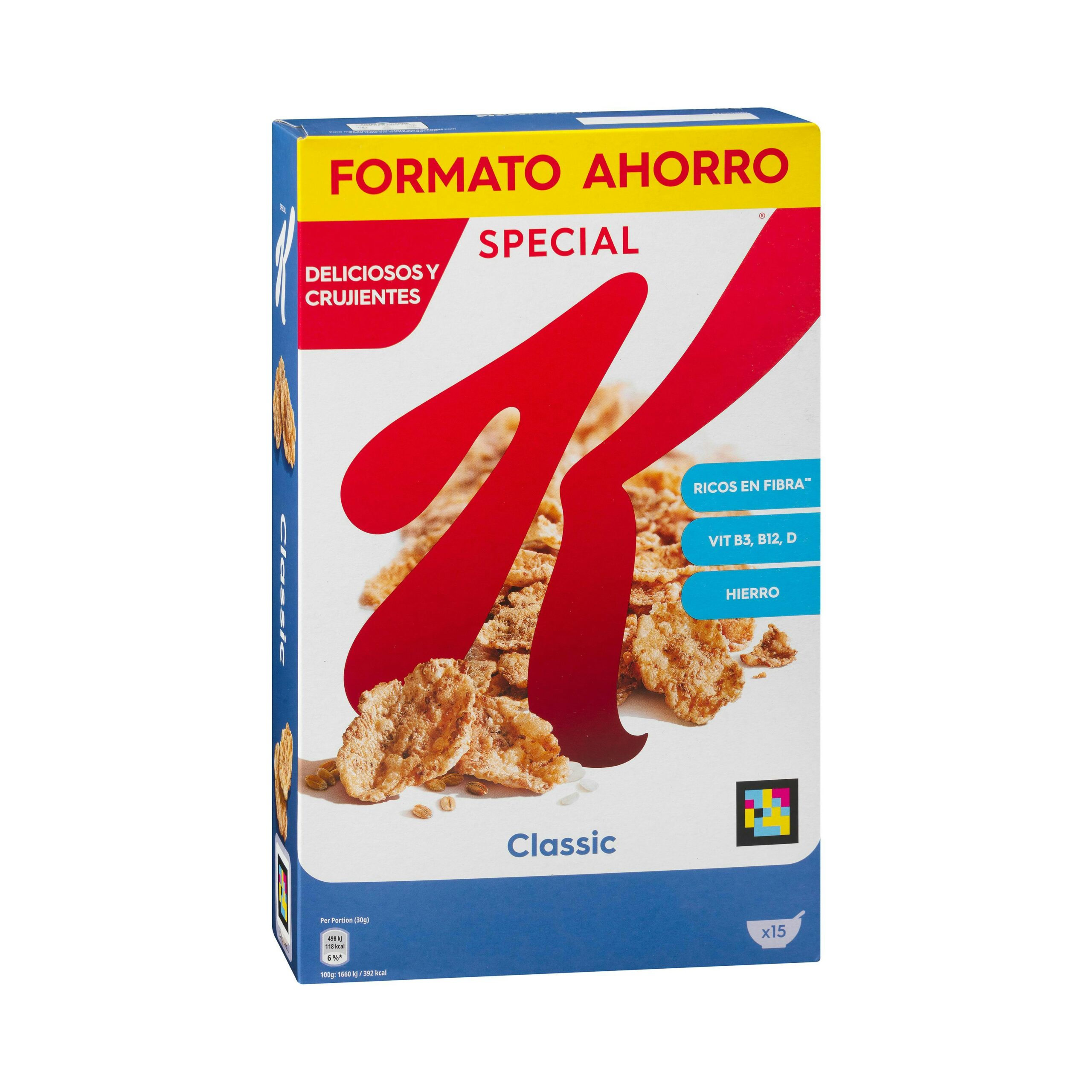Cereales copos de trigo integral y arroz Special K Classic