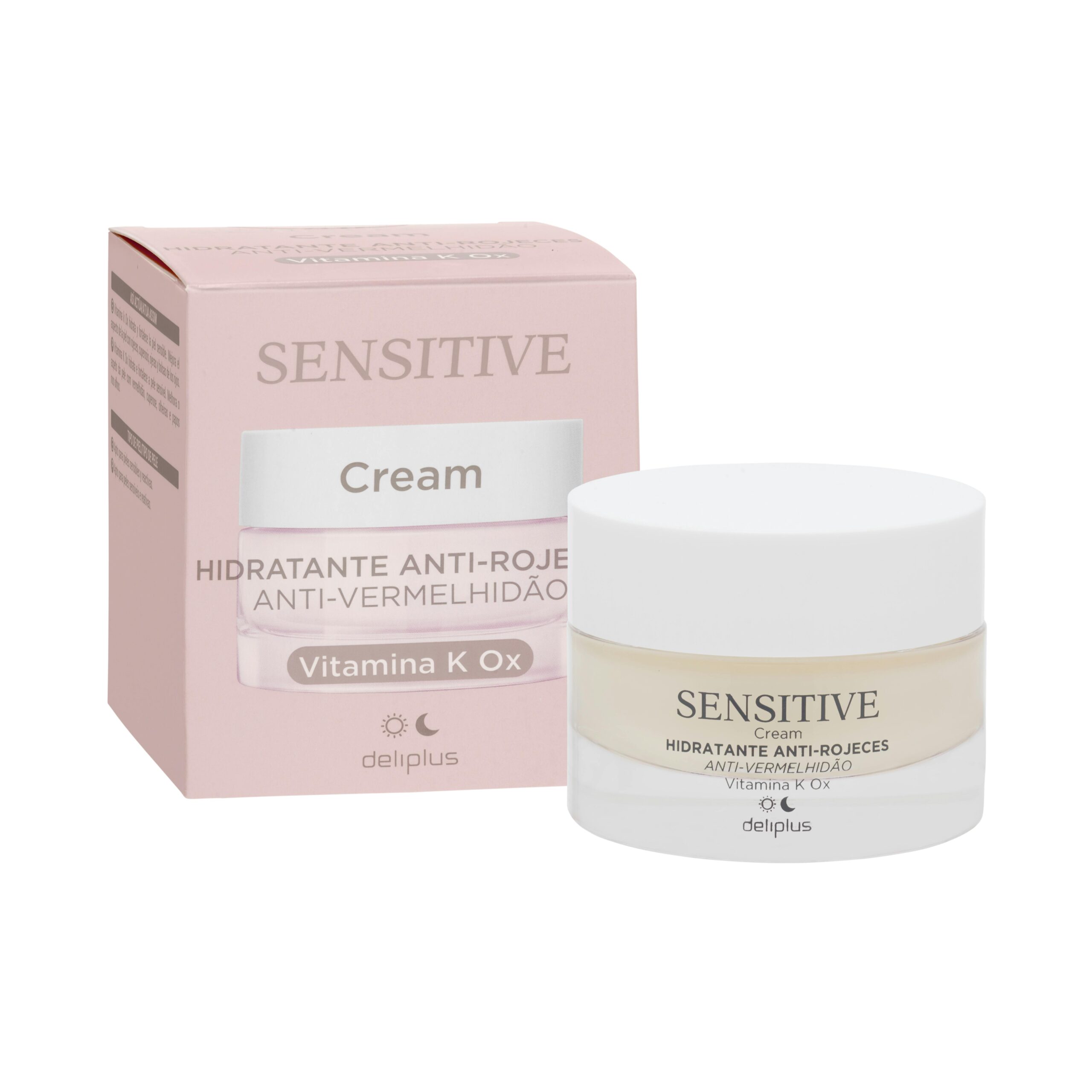 Crema facial hidratante y fortalecedora Deliplus Sensitive con vitamina K Ox