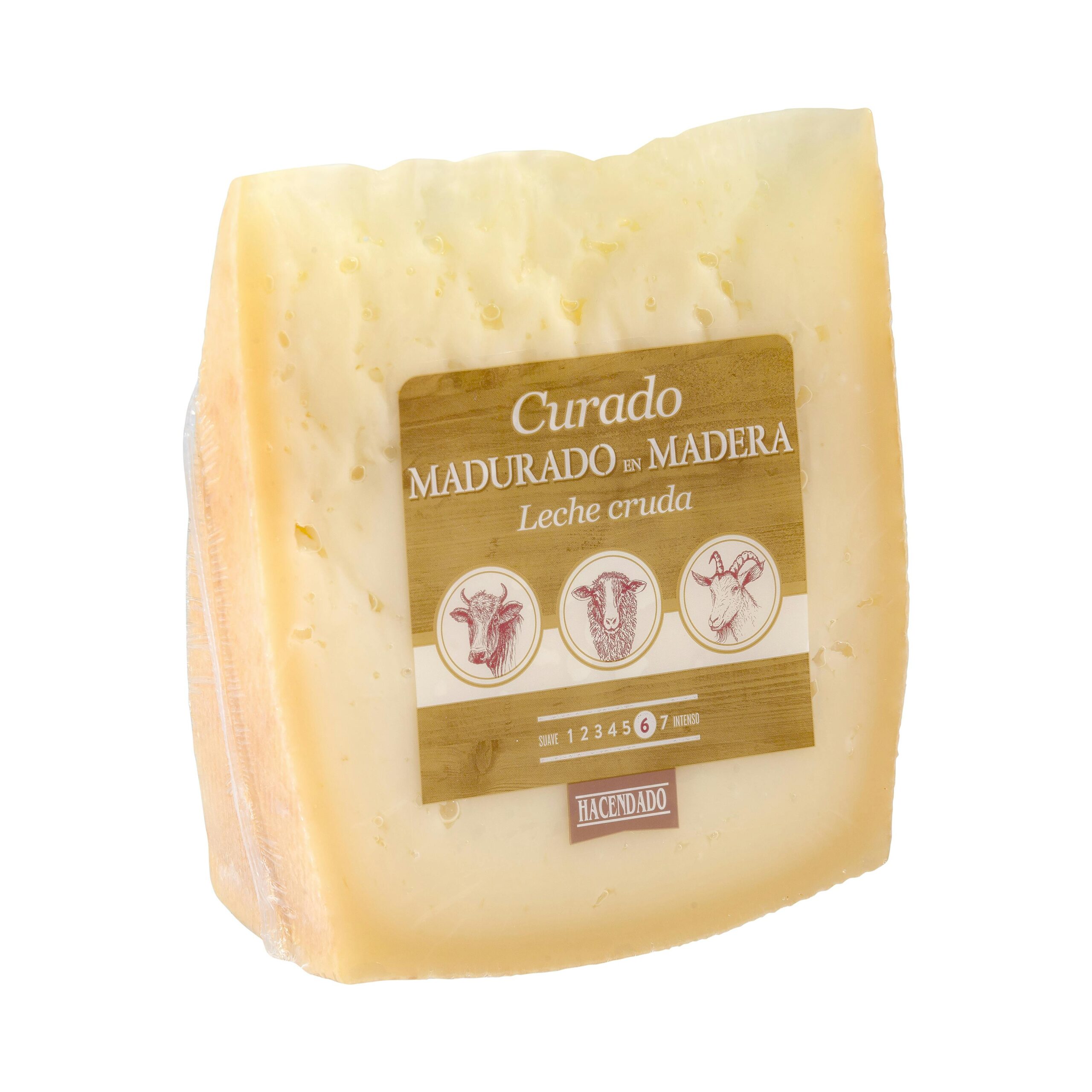 Queso curado mezcla madurado en madera Hacendado