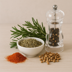 Aceite, especias y salsas