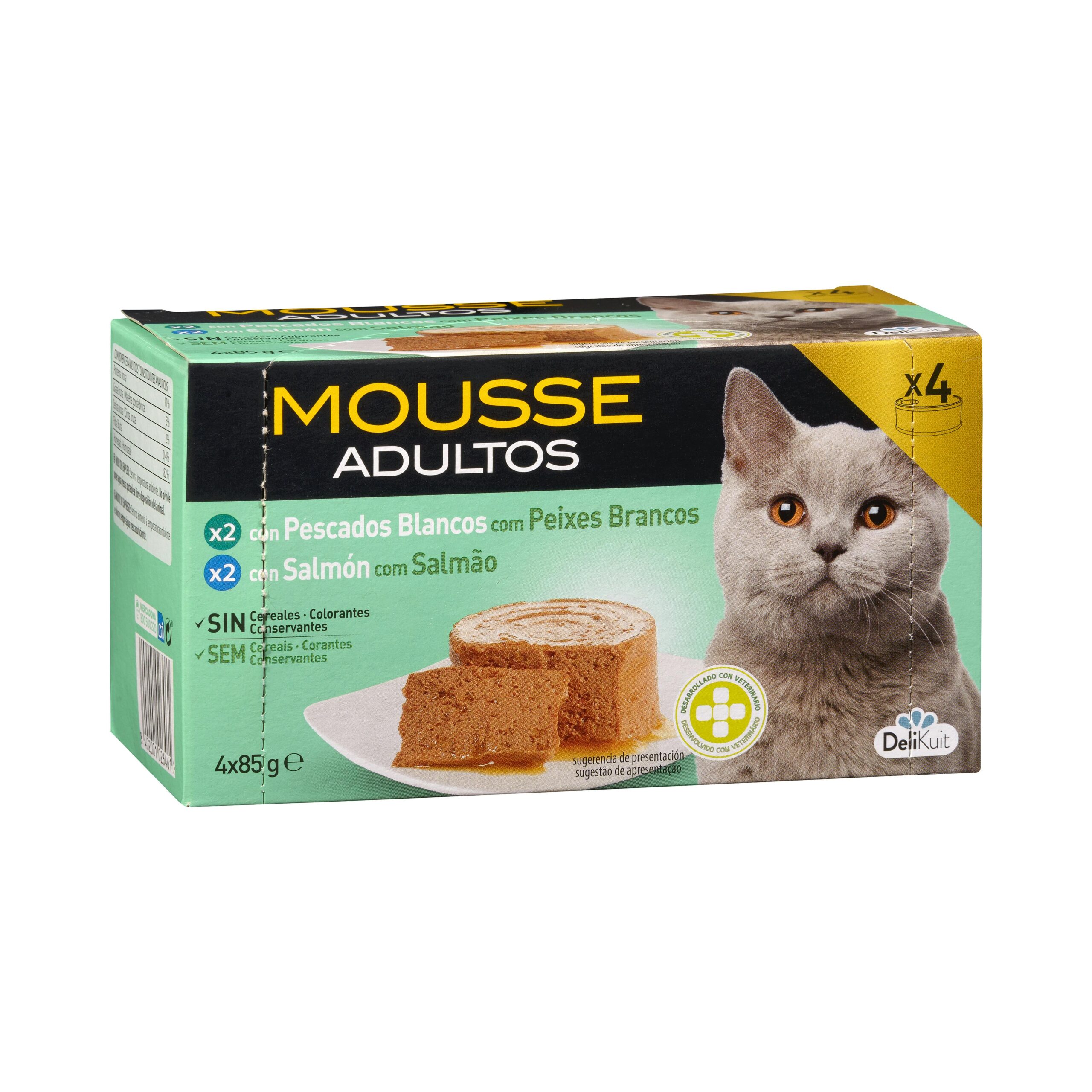 Mousse con lenguado y salmón gato adulto Delikuit