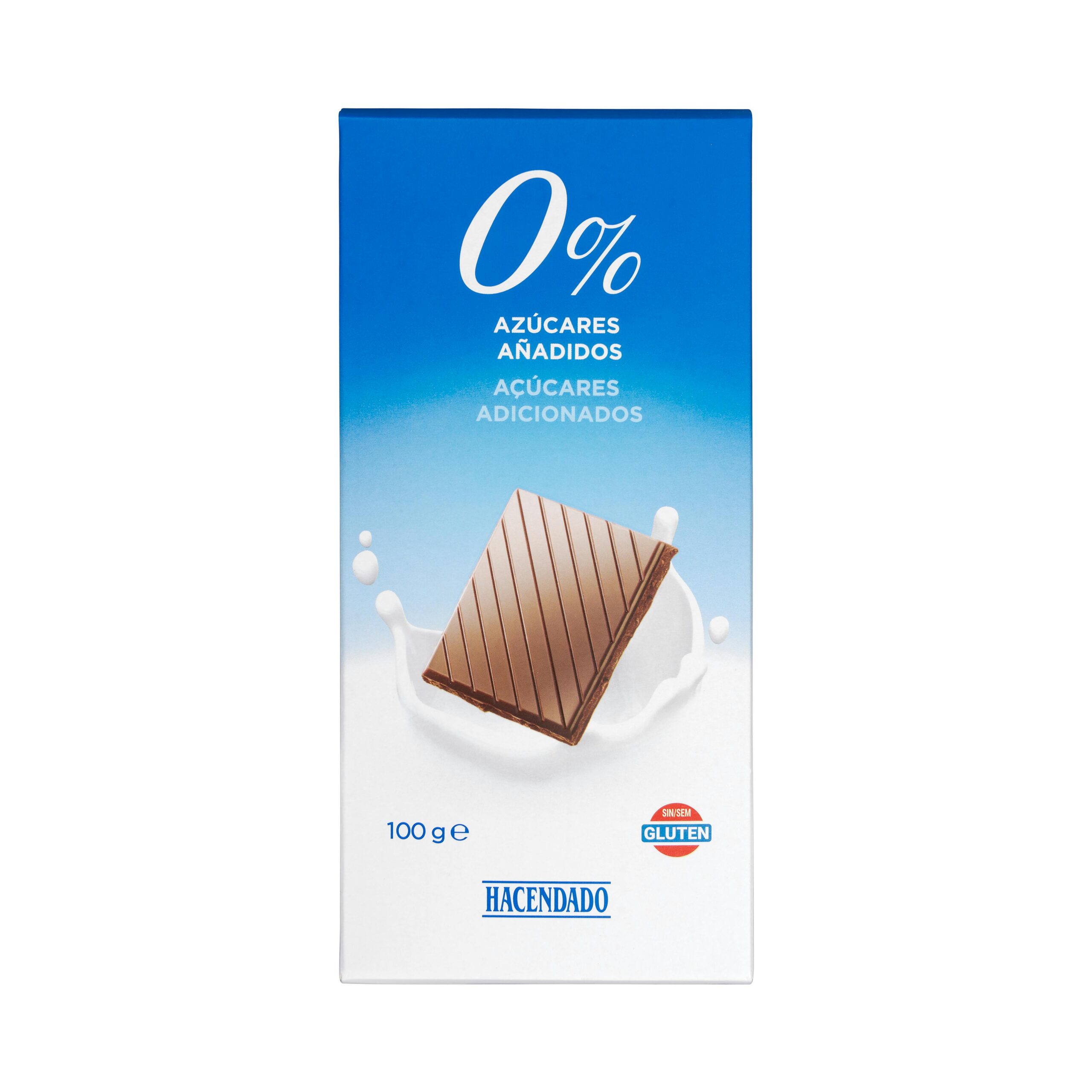 Chocolate extrafino con leche Hacendado 0% azúcares añadidos