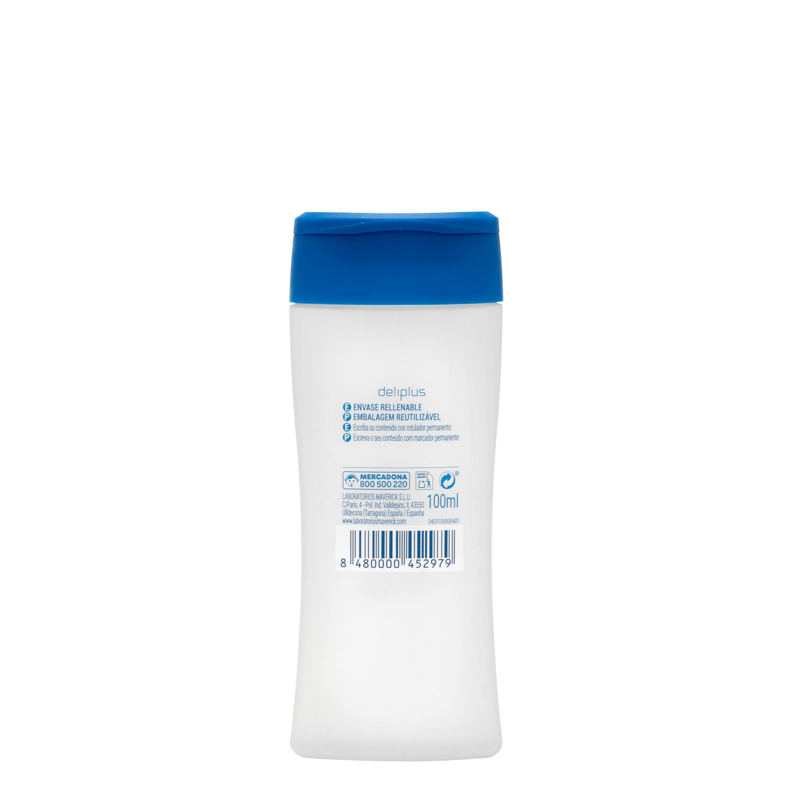 Envase rellenable Deliplus tamaño viaje