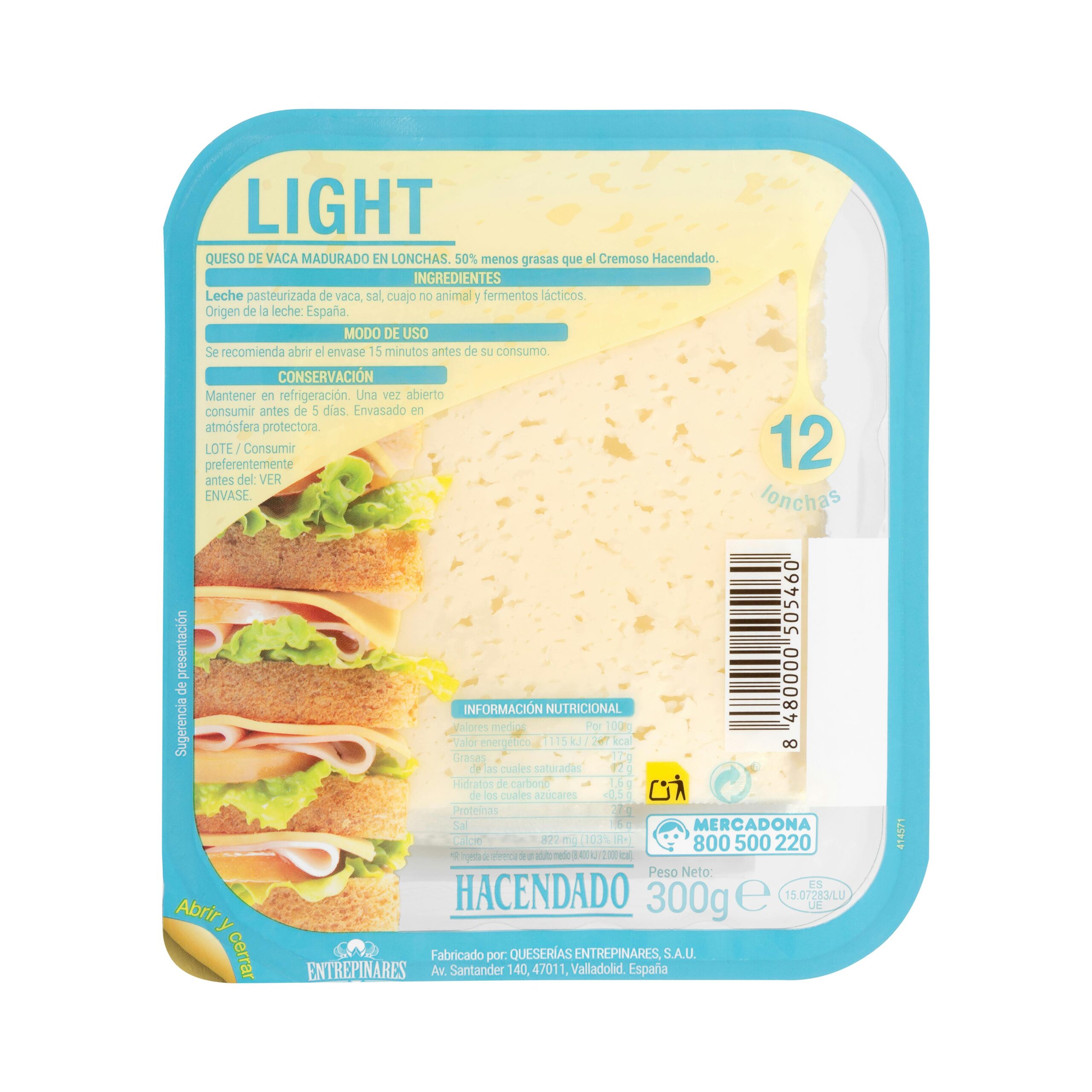 Queso lonchas cremoso light de vaca