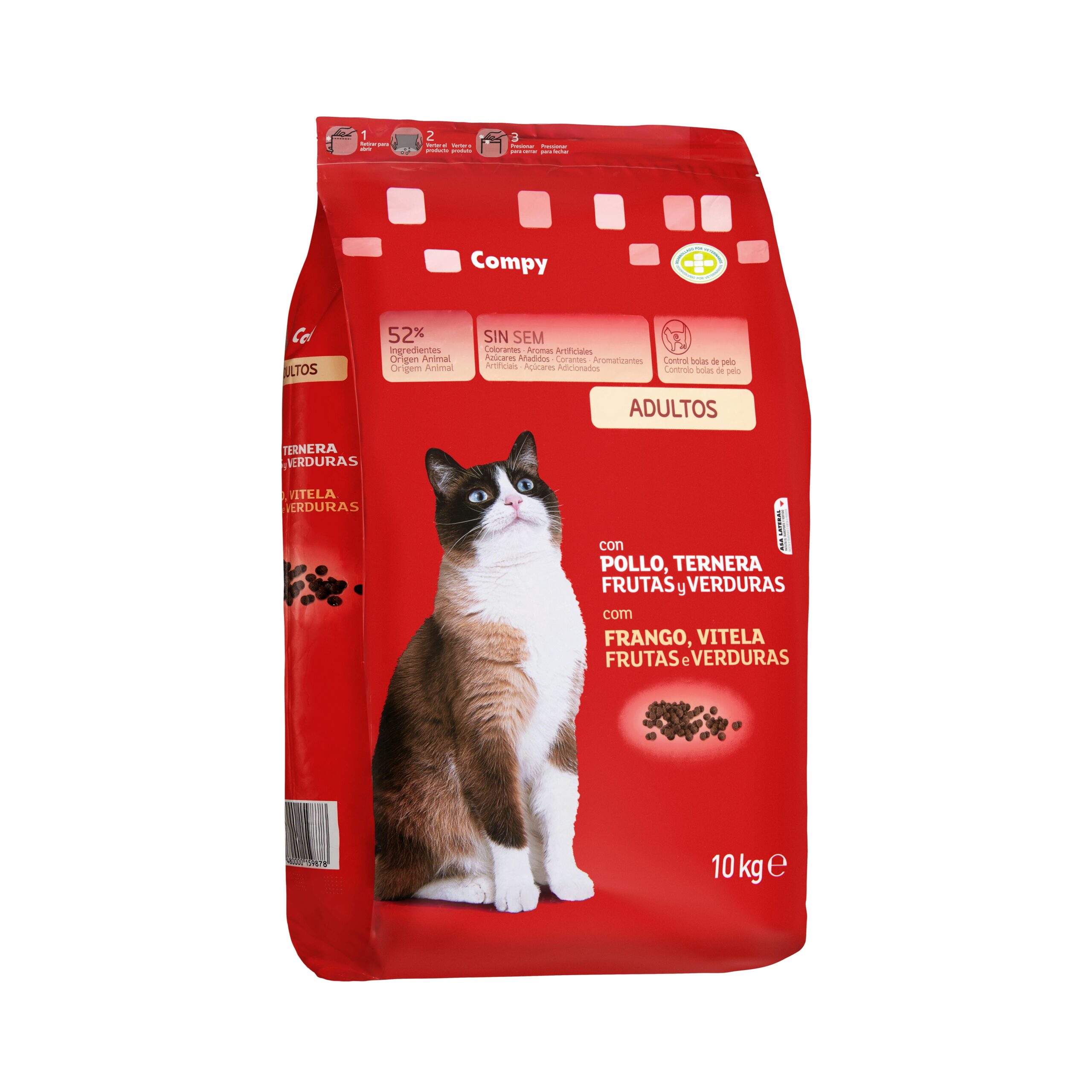 Comida gato adulto Compy con pollo, ternera, frutas y verduras