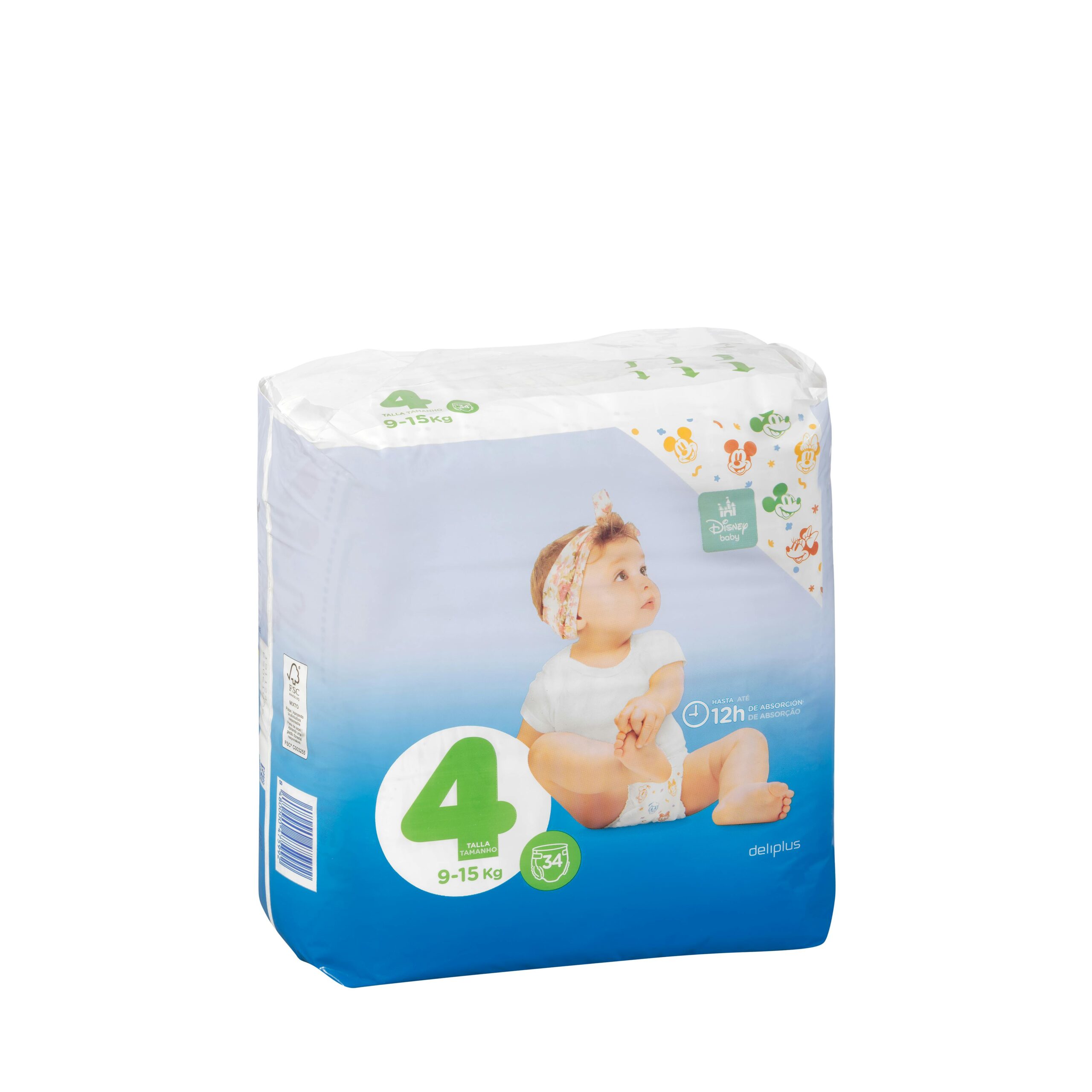Pañales bebé talla 4 de 9-15 kg Deliplus