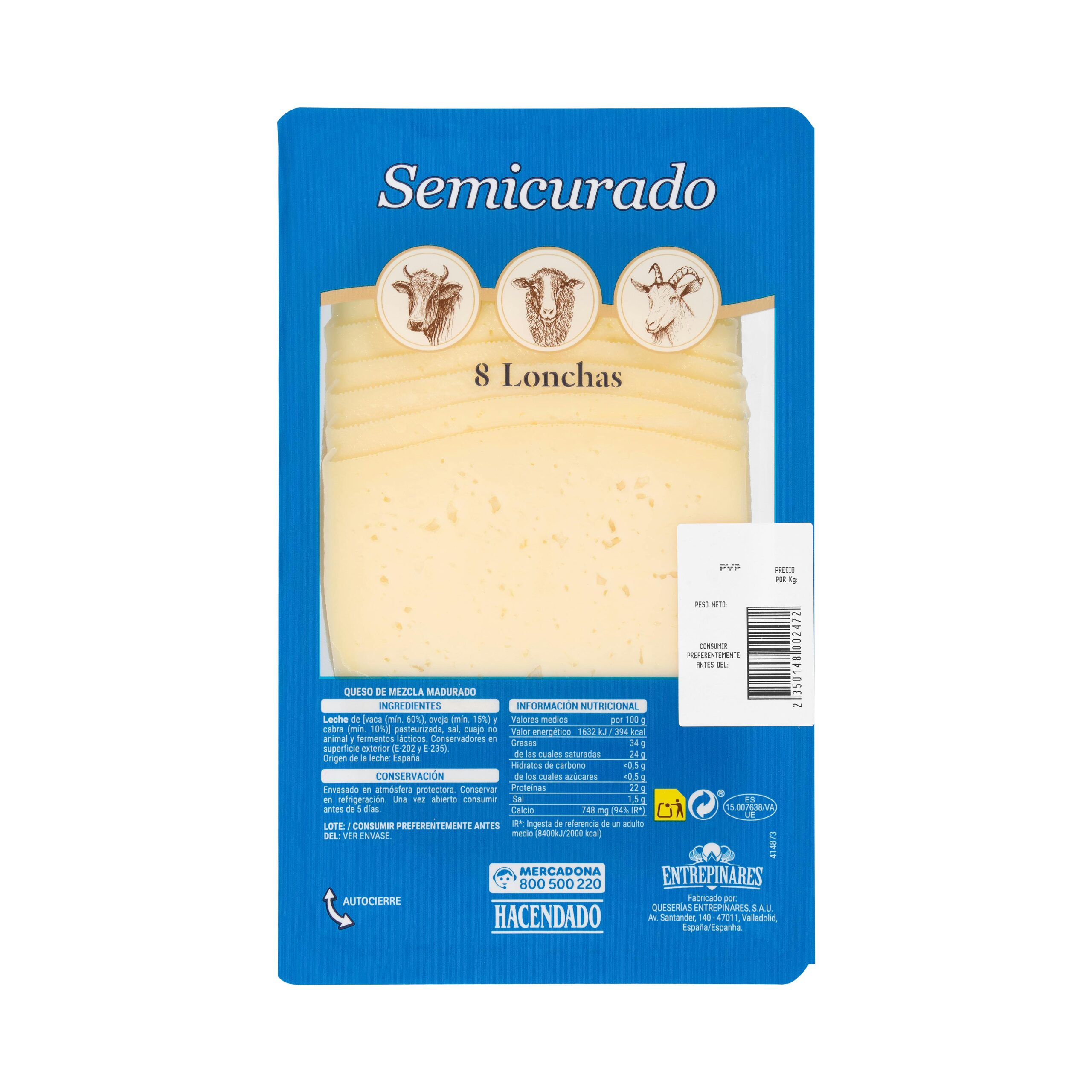 Queso lonchas semicurado mezcla Entrepinares