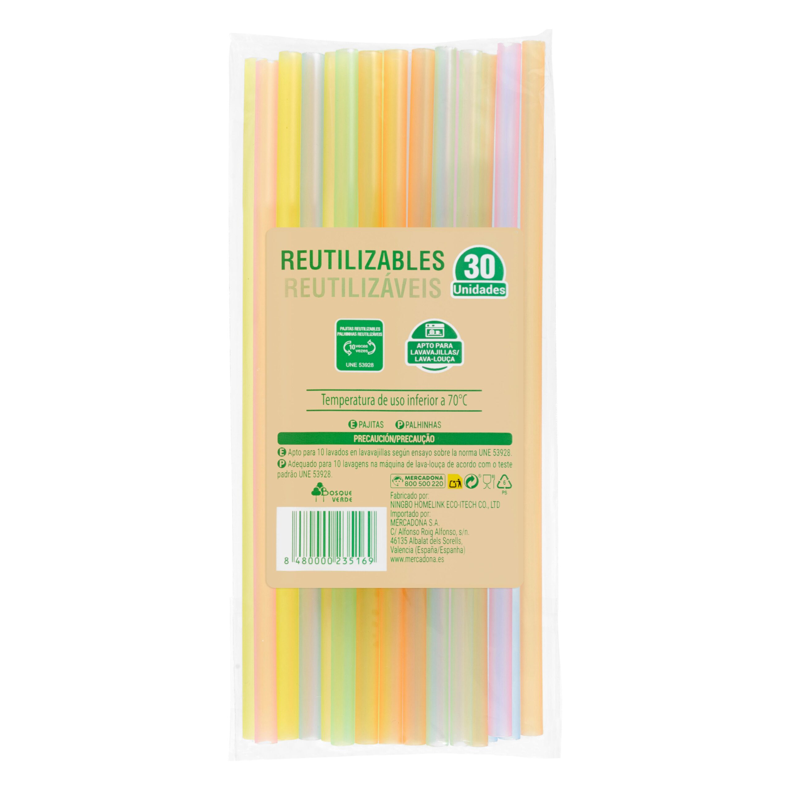 Pajitas rectas reutilizables