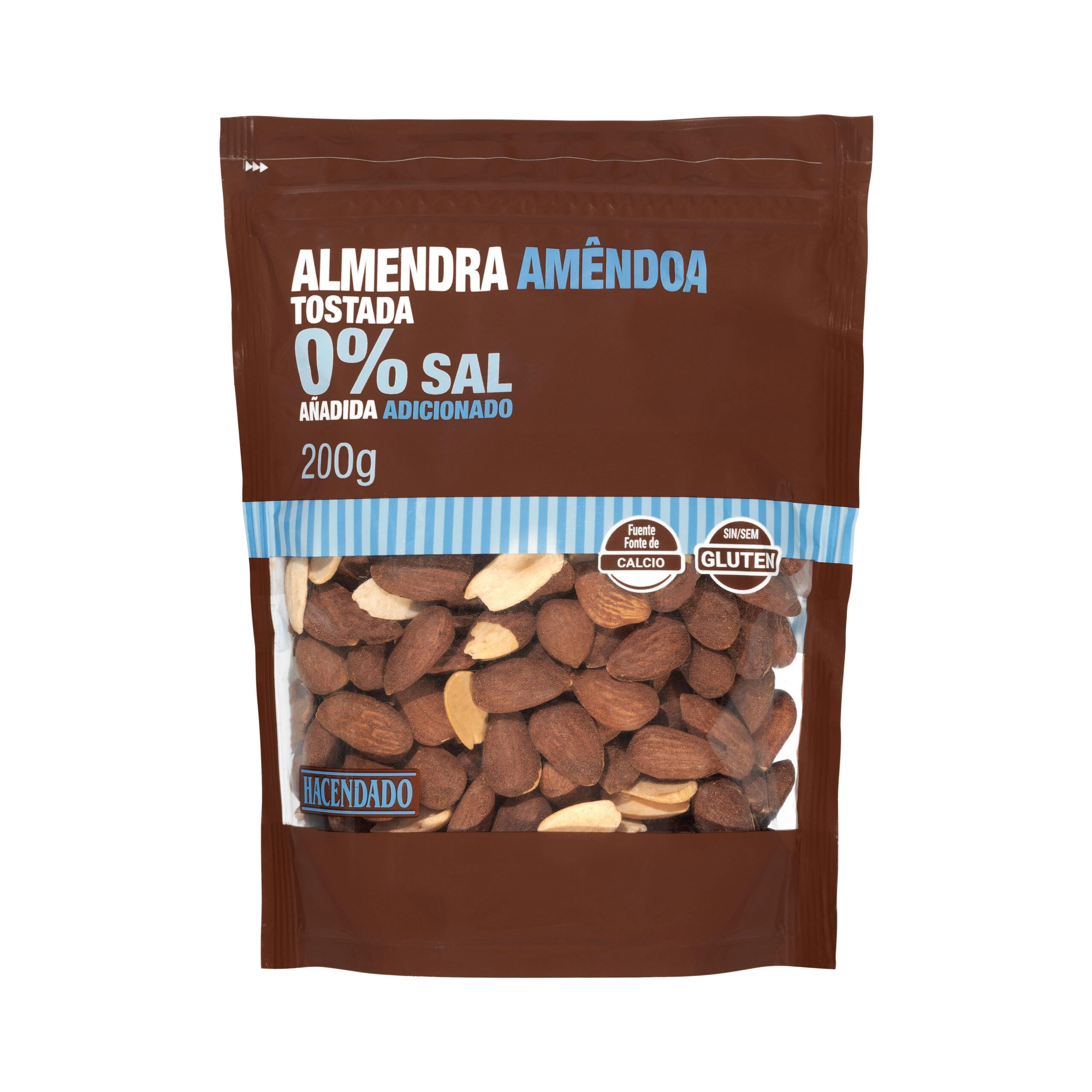 Almendra tostada 0% sal añadida con piel