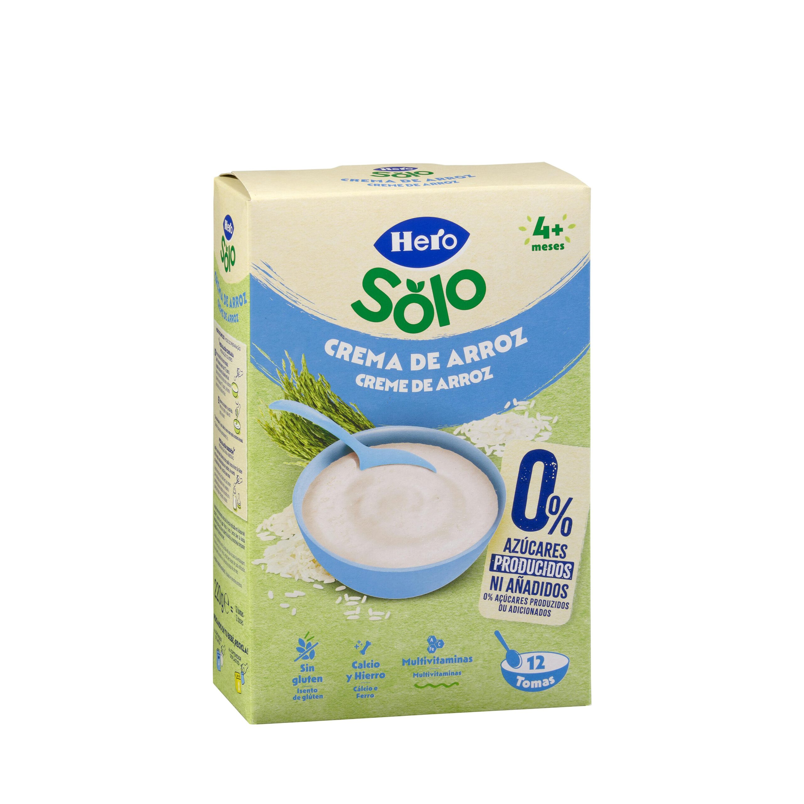 Papilla sin gluten crema de arroz Hero Solo +4 meses