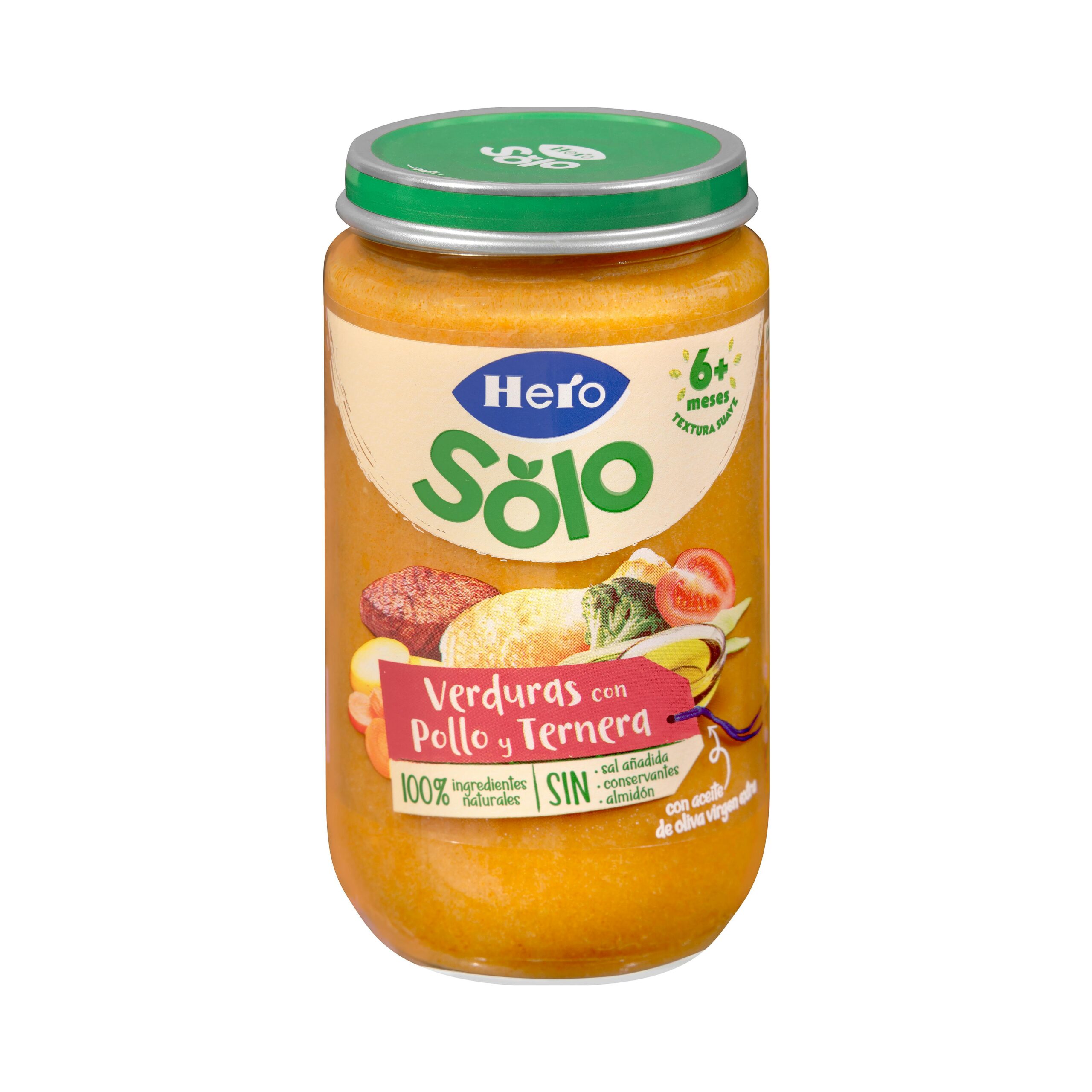 Papilla verduritas con pollo y ternera Hero Solo +6 meses